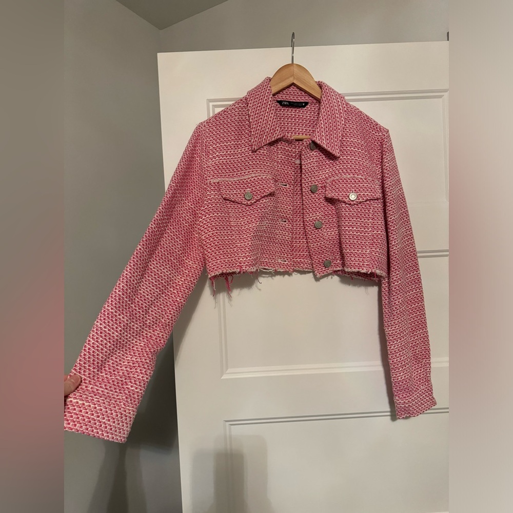 Zara textured cropped blazer